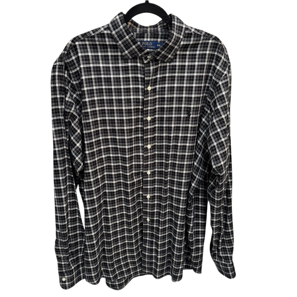 Polo Ralph Lauren Mens Tartan Black Plaid Button-Up Long Sleeve Shirt Size XXL